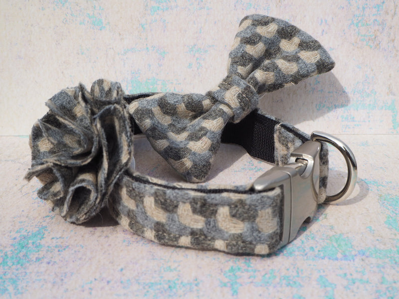 Dog collar flower accessory - Holborn Taupe