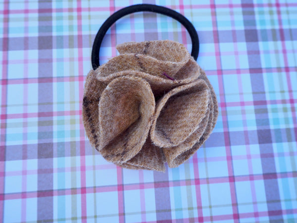 Children's flower hair bobble slate oatmeal