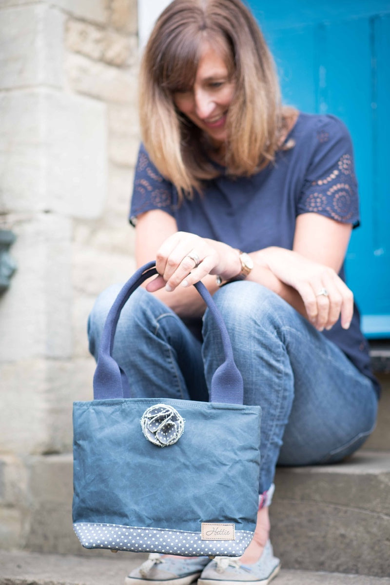 Hettie handbag  - canvas and denim spot