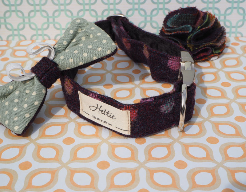 Dog collar flower accessory - Multispot Wine