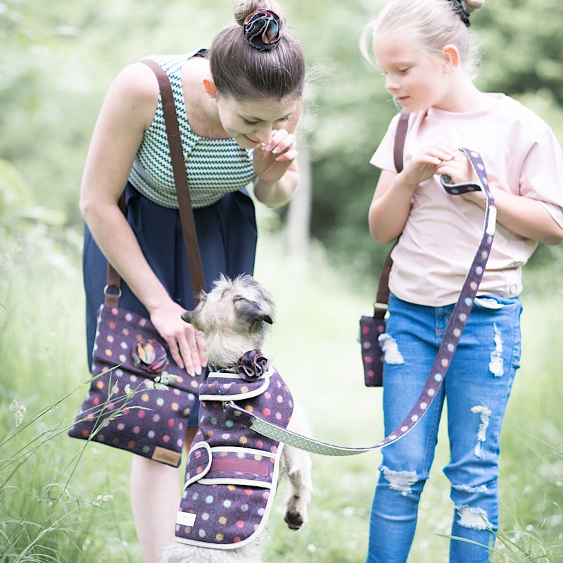 Children's flower hair bobble slate oatmeal