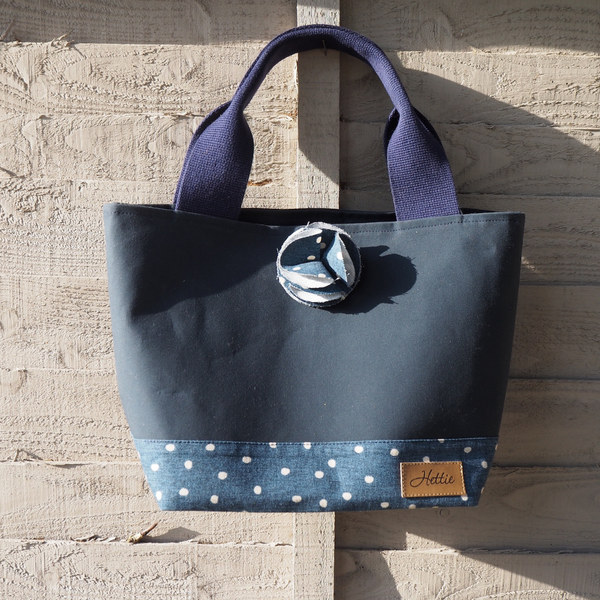 Hettie handbag  - canvas and denim spot