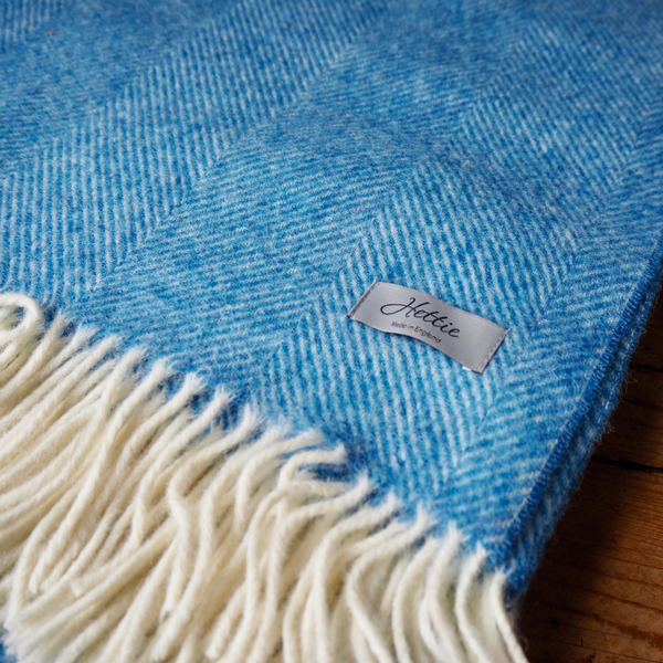 Herringbone bluebell throw