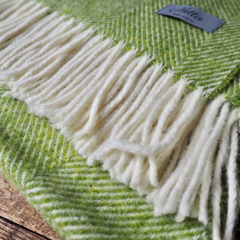 Herringbone green throw