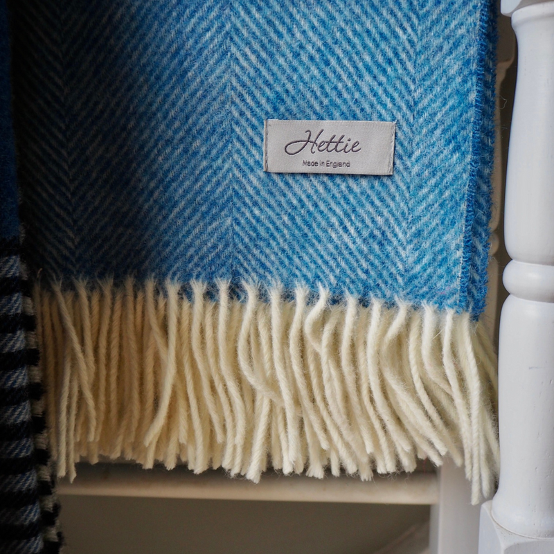 Herringbone bluebell throw